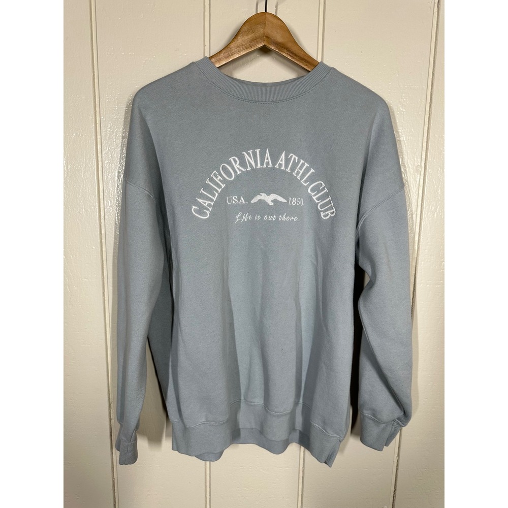 reflex sweatshirt womens L blue California Athl Club crewneck graphic 7614